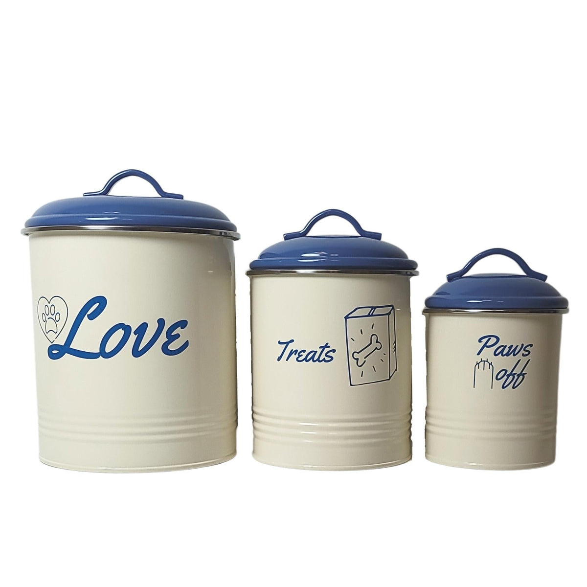 French Blue Pet Food & Treat Storage Canisters (Set of 3) by American Pet Supplies