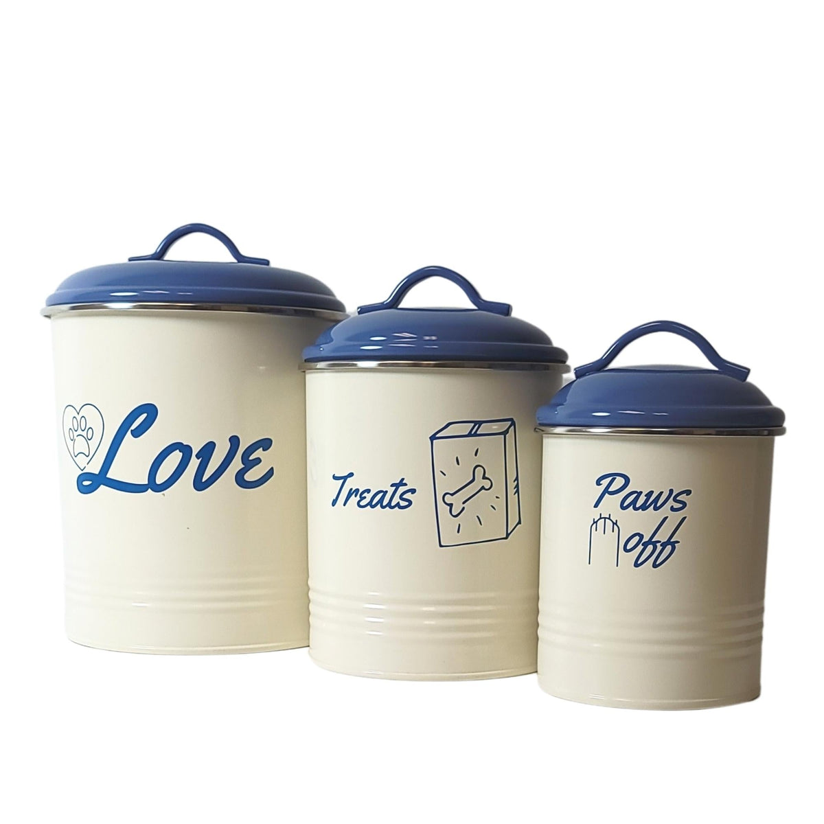 French Blue Pet Food & Treat Storage Canisters (Set of 3) by American Pet Supplies