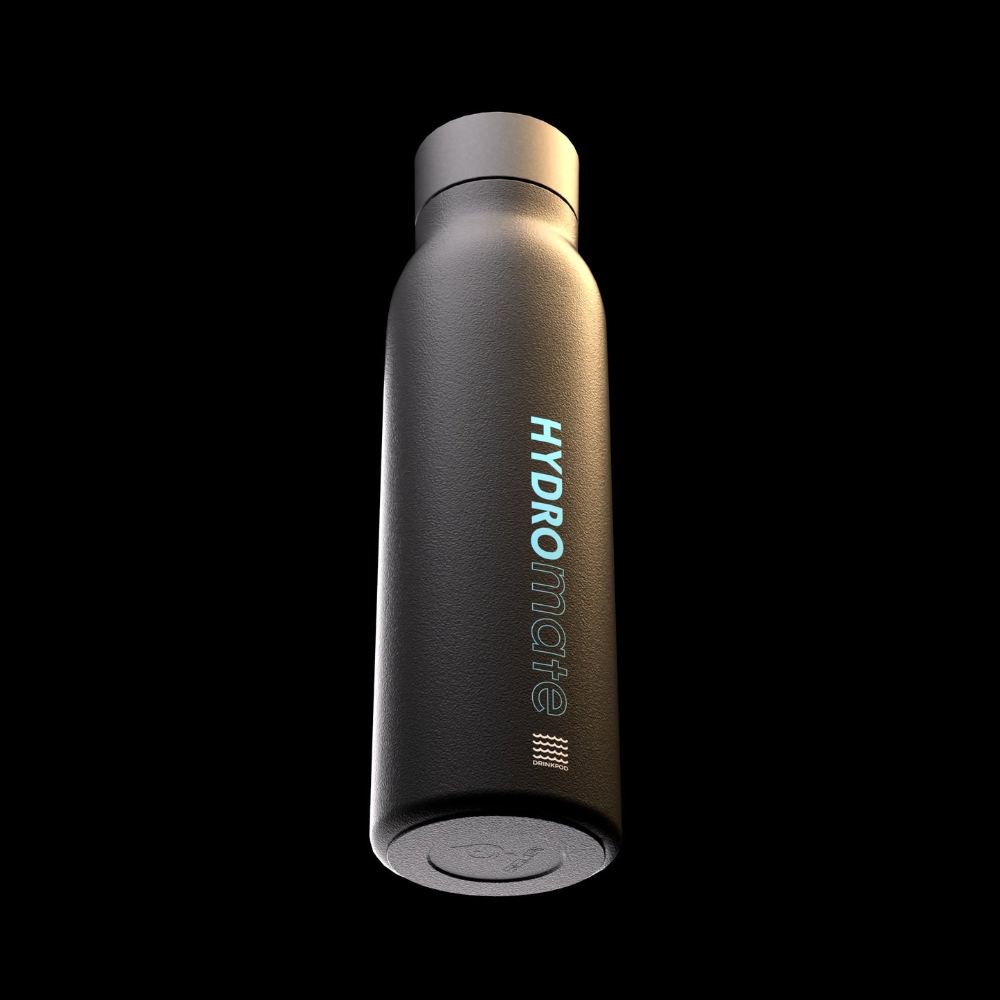 Hydromate 20 oz Black Stainless Steel Vacuum Insulated Hydration Water Bottle With Tracking App and Reminder Settings by Drinkpod