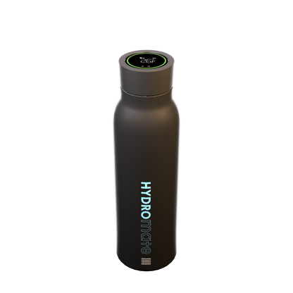 Hydromate 20 oz Black Stainless Steel Vacuum Insulated Hydration Water Bottle With Tracking App and Reminder Settings by Drinkpod