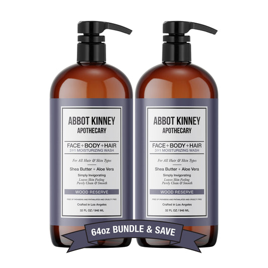 2 PACK - Men's 3-in-1 Moisturizing Shampoo, Conditioner, and Body Wash - Wood Reserve 32oz by Abbot Kinney Apothecary by  Los Angeles Brands
