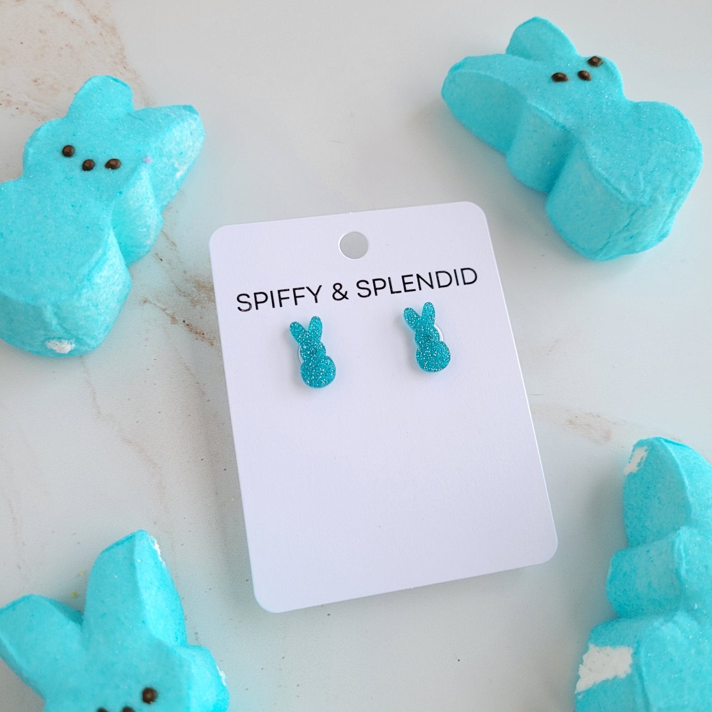 Glitter Bunny Studs - Blue by Spiffy & Splendid