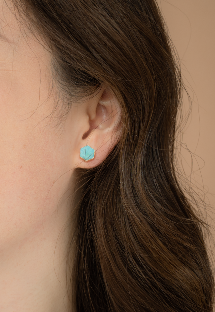 Natalie Turquoise Hexagon Stud Earrings by Starfish Project