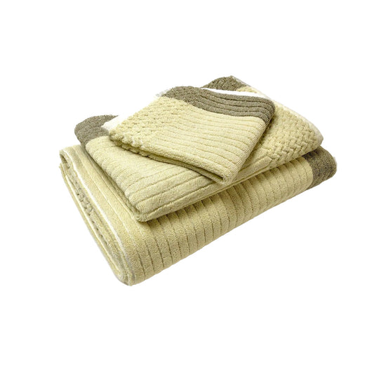 Pastel Bonini Chevron Pale Gold Olive Green 3Pc. Set by Turkish Towel Collection