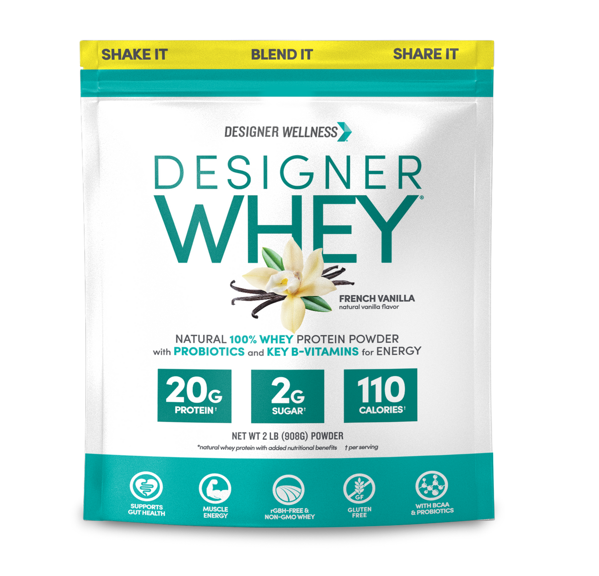 Vanilla Designer Whey 2 lb : 100% Whey Protein Powder- Designer Protein ®