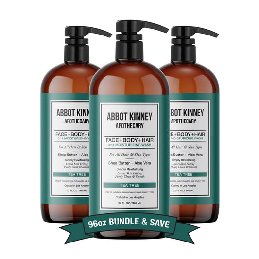 3 PACK - Men's 3-in-1 Moisturizing Shampoo, Conditioner, and Body Wash, Tea Tree 32oz by Abbot Kinney Apothecary by  Los Angeles Brands