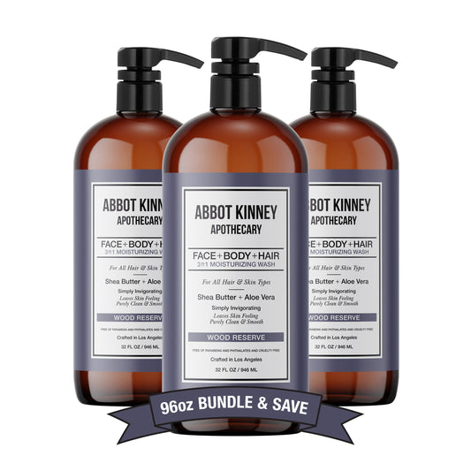 3 PACK - Men's 3-in-1 Moisturizing Shampoo, Conditioner, and Body Wash - Wood Reserve 32oz by Abbot Kinney Apothecary by  Los Angeles Brands