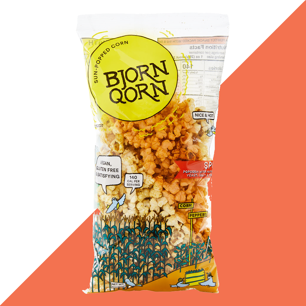 Bjorn Qorn Spicy Popcorn Bags - 12-Pack x 3oz Bags by Farm2Me