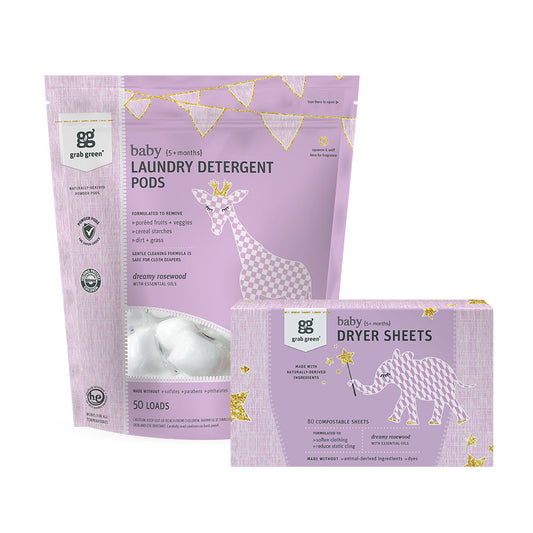 Baby Laundry Detergent Pods + Dryer Sheets - Rosewood Set