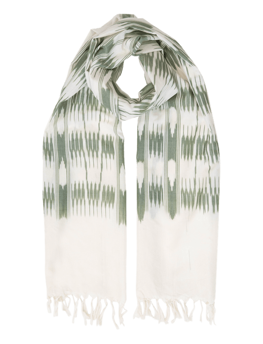 Cream & Olive Banded Stripes Scarf by Passion Lilie