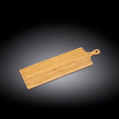 Bamboo Long Serving Board With Handle 26" inch X 7.9" inch | 66 X 20 Cm by Wilmax Porcelain