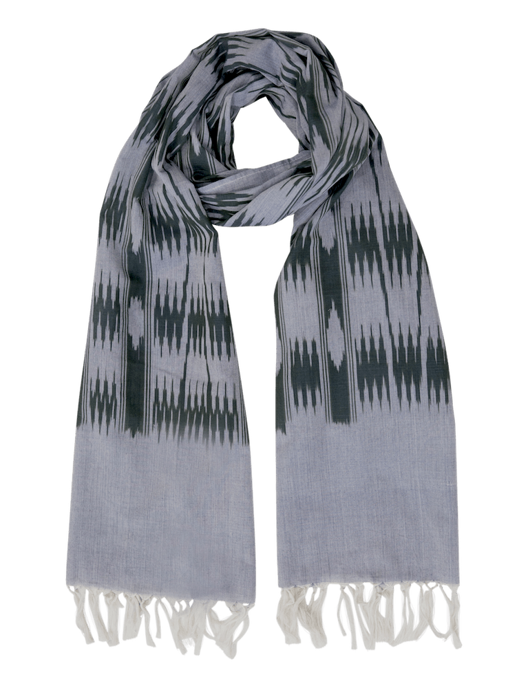 Light Blue & Olive Banded Stripes Scarf by Passion Lilie