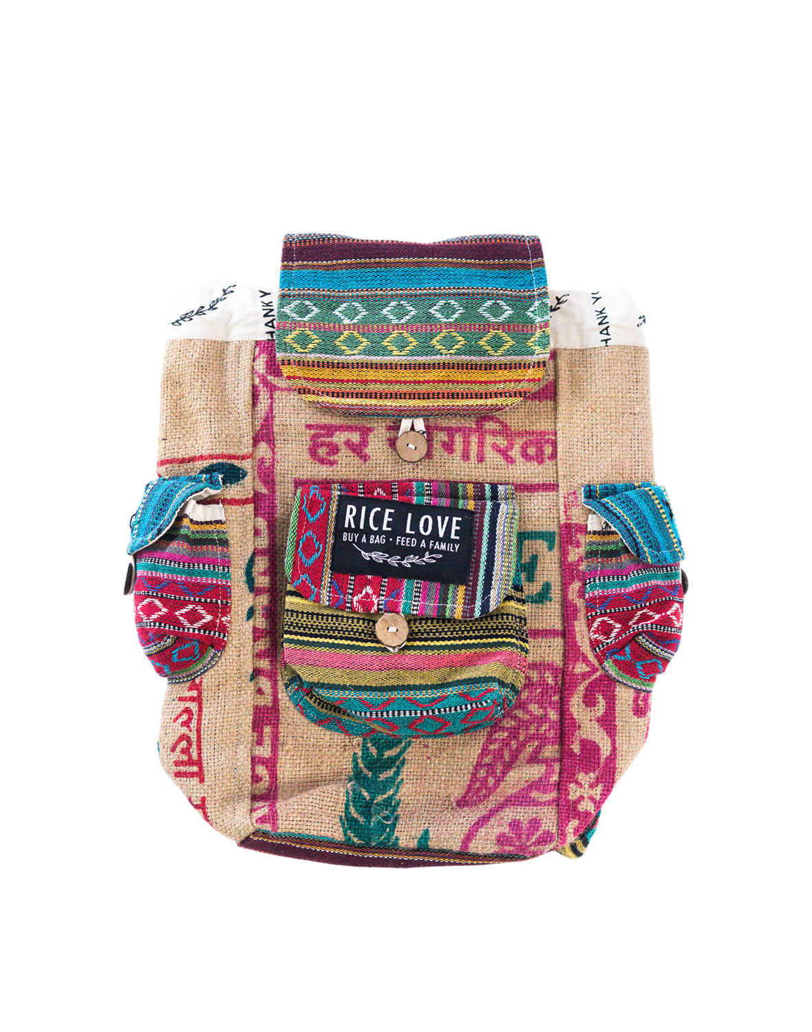 Mini Recycled Travel Backpack by Rice Love