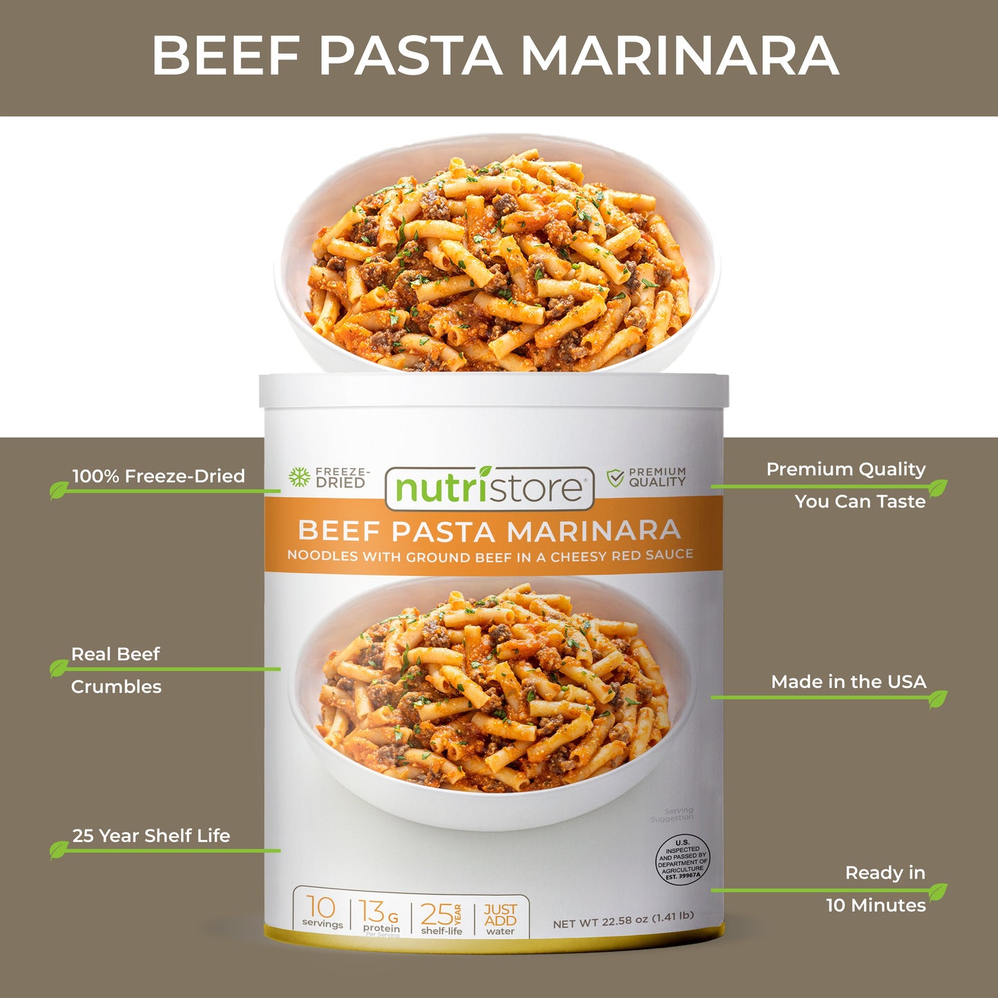Beef Pasta Marinara - #10 Can by Nutristore