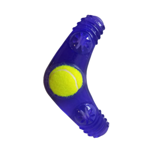 Boomerang with Treat Fill and Squeaker with Tennis Ball by American Pet Supplies