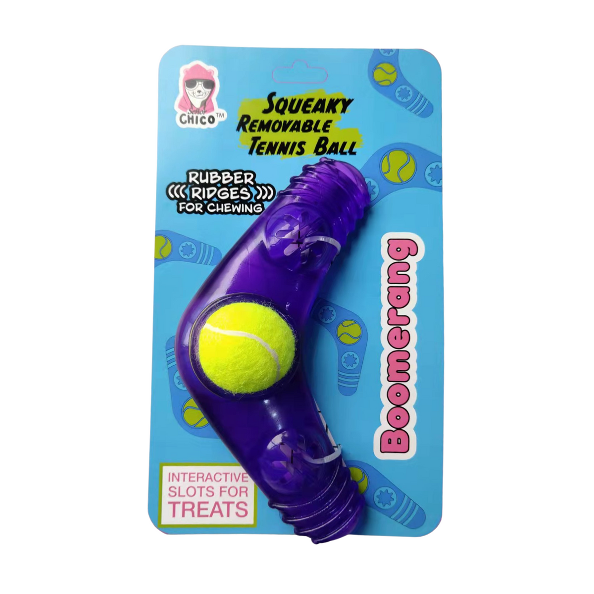 Boomerang with Treat Fill and Squeaker with Tennis Ball by American Pet Supplies