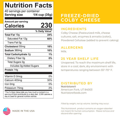 Colby Cheese Freeze Dried - #10 Can by Nutristore
