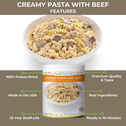 Creamy Pasta and Beef Freeze Dried - #10 Can by Nutristore