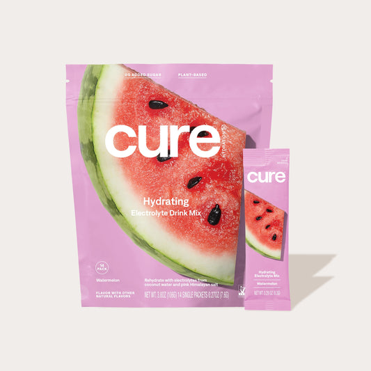 Watermelon - Hydrating Electrolyte Drink Mix with no Added Sugar or Artificial Ingredients by Cure