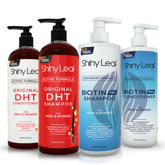 DHT Original & Biotin Pro Shampoo and Conditioner Hair Growth 4 Bottle Set Shiny Leaf by Shiny Leaf