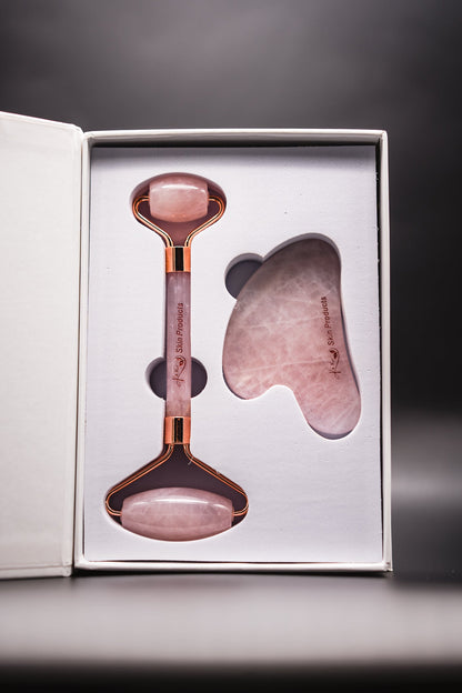 Rose Quartz Crystal Roller and Gua Sha by K&K Skin Products