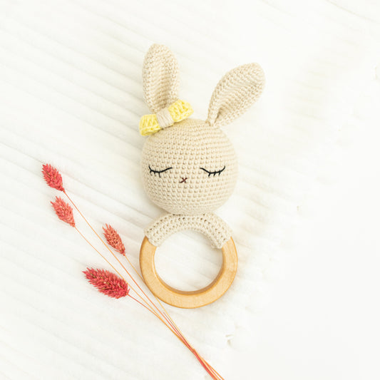 Crochet Rattle / chloe the bunny (teether style) by Little Moy