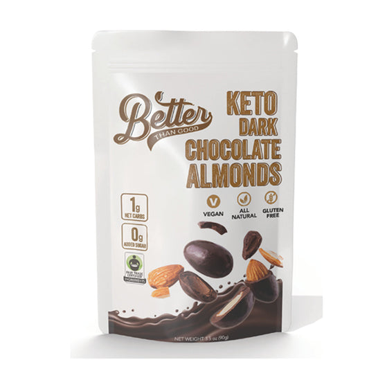 Vegan & Keto Dark Chocolate Almonds 3.25oz Bag (2 Pack) by Better Than Good Foods