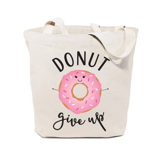 Donut Give Up Cotton Canvas Tote Bag by The Cotton & Canvas Co.