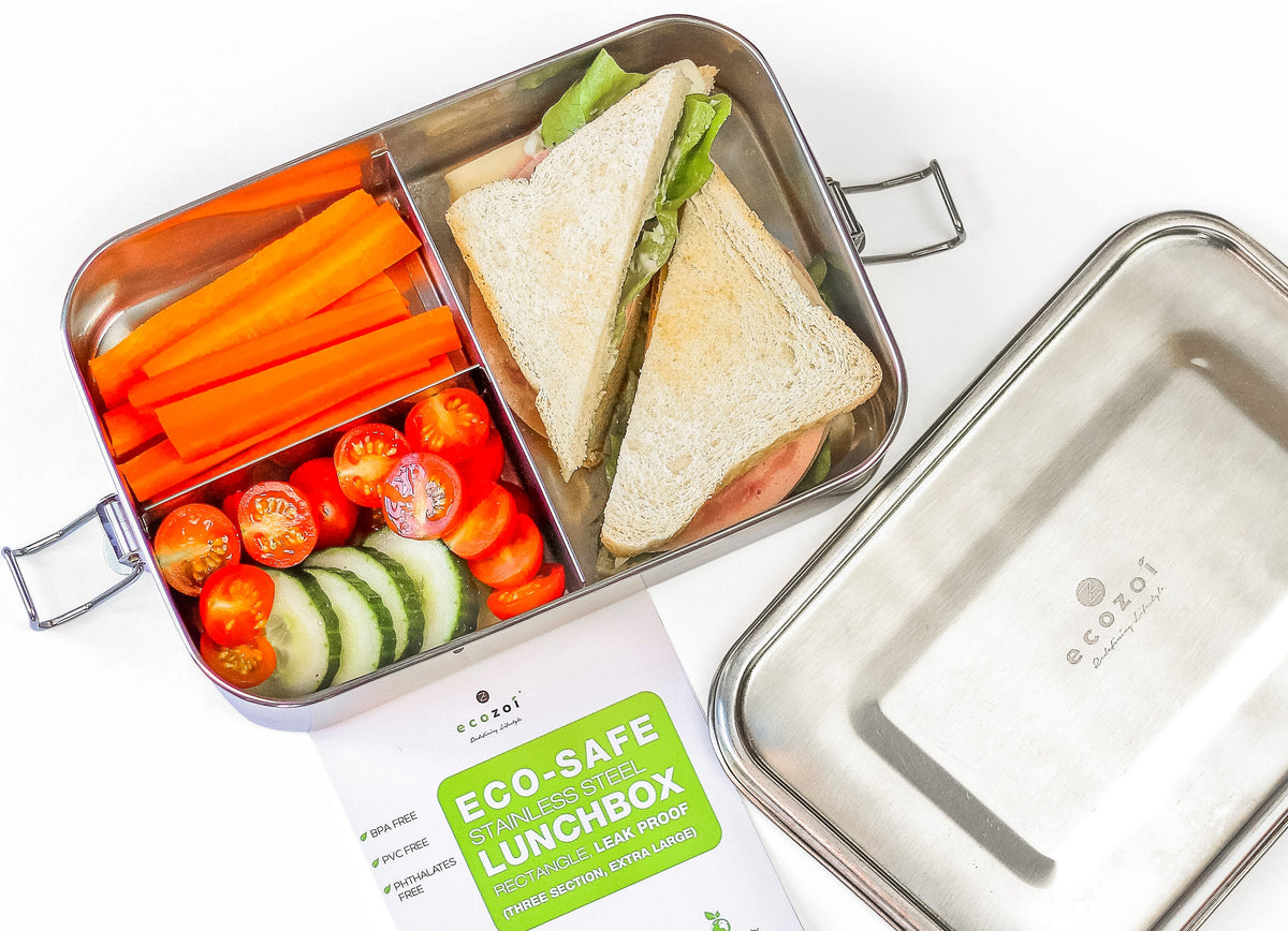 Stainless Steel Lunch Box, 3 Compartment Leak Proof, 50 Oz by ecozoi