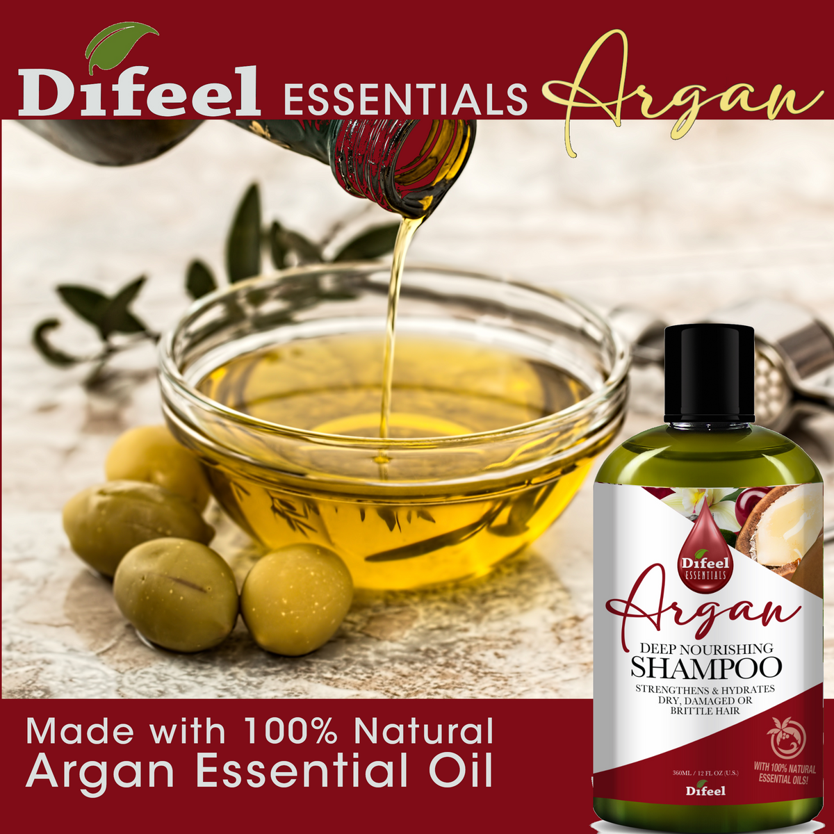 Difeel Essentials Deep Nourishing Argan - Shampoo 12 oz. by difeel - find your natural beauty