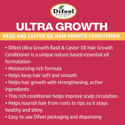 Difeel Ultra Growth Basil & Castor Oil Pro Growth Conditioner 12 oz. by difeel - find your natural beauty