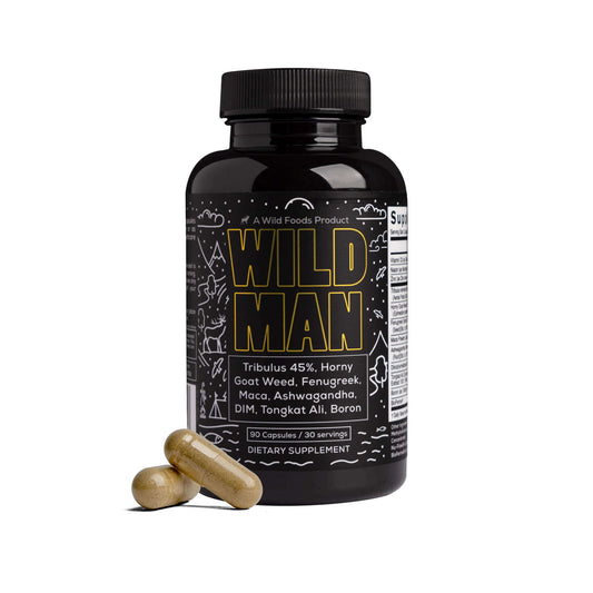 Wild Man: Herbal Mineral Hormone Stack For Men  - Tribulus, Tongkat Ali, Boron, Niacin, Zinc, D3, and more by Wild Foods