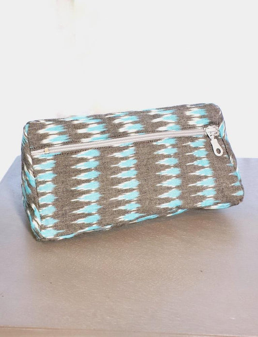 Grey Teal Ikat Toiletry Bag by Passion Lilie