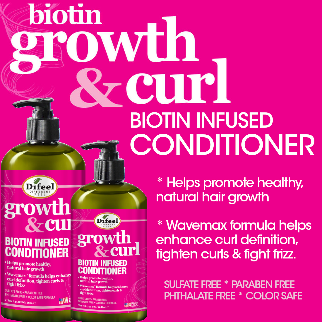Difeel Growth and Curl Biotin Conditioner 12 oz. by difeel - find your natural beauty