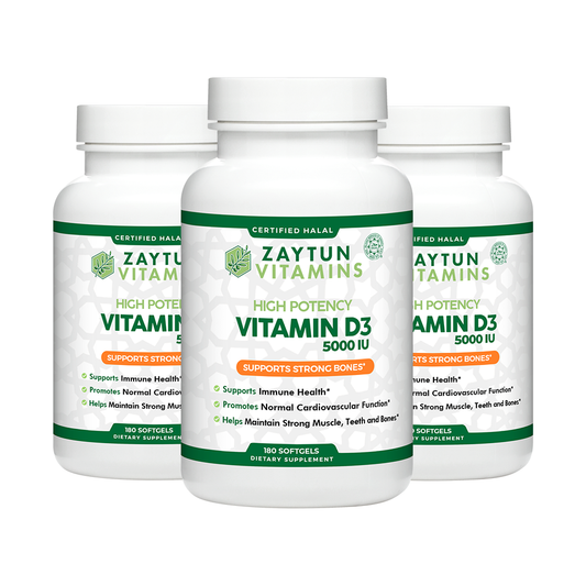 Halal Vitamin D3 5000 IU Softgels (3Pack) by Zaytun Vitamins