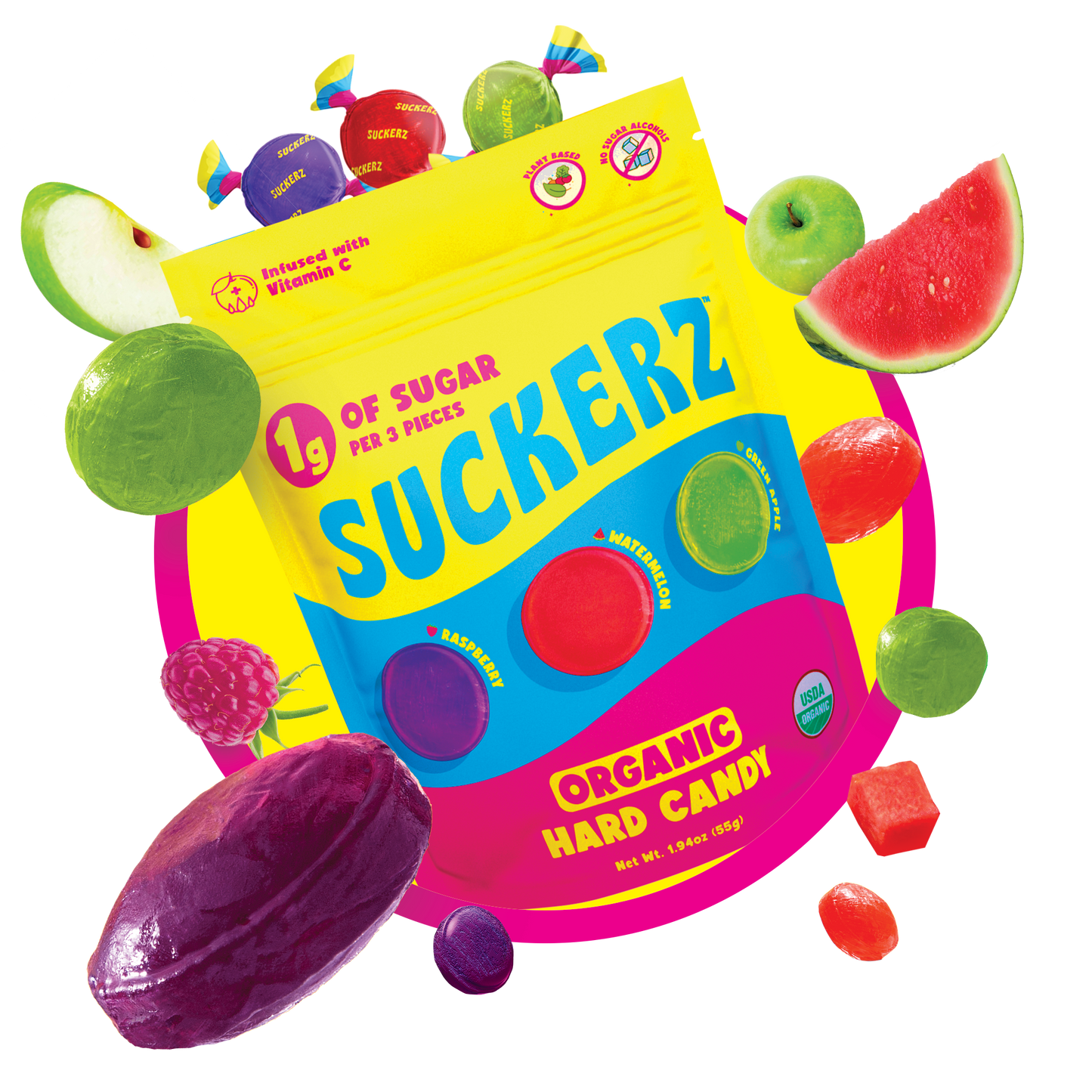 Original Hard Candy, Certified Organic, Vitamin C Infused, No Artificial Sweeteners,  by Suckerz