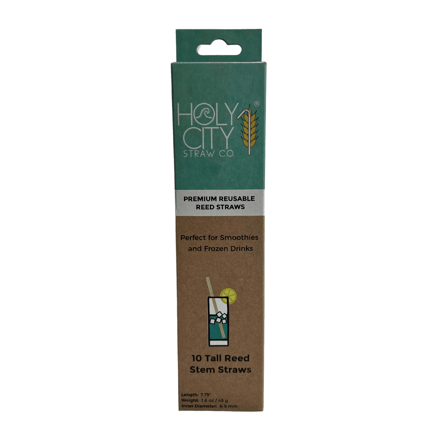 Tall Reed Stem Drinking Straws | Inner pack | 20 x 10ct. Boxes by Holy City Straw Company