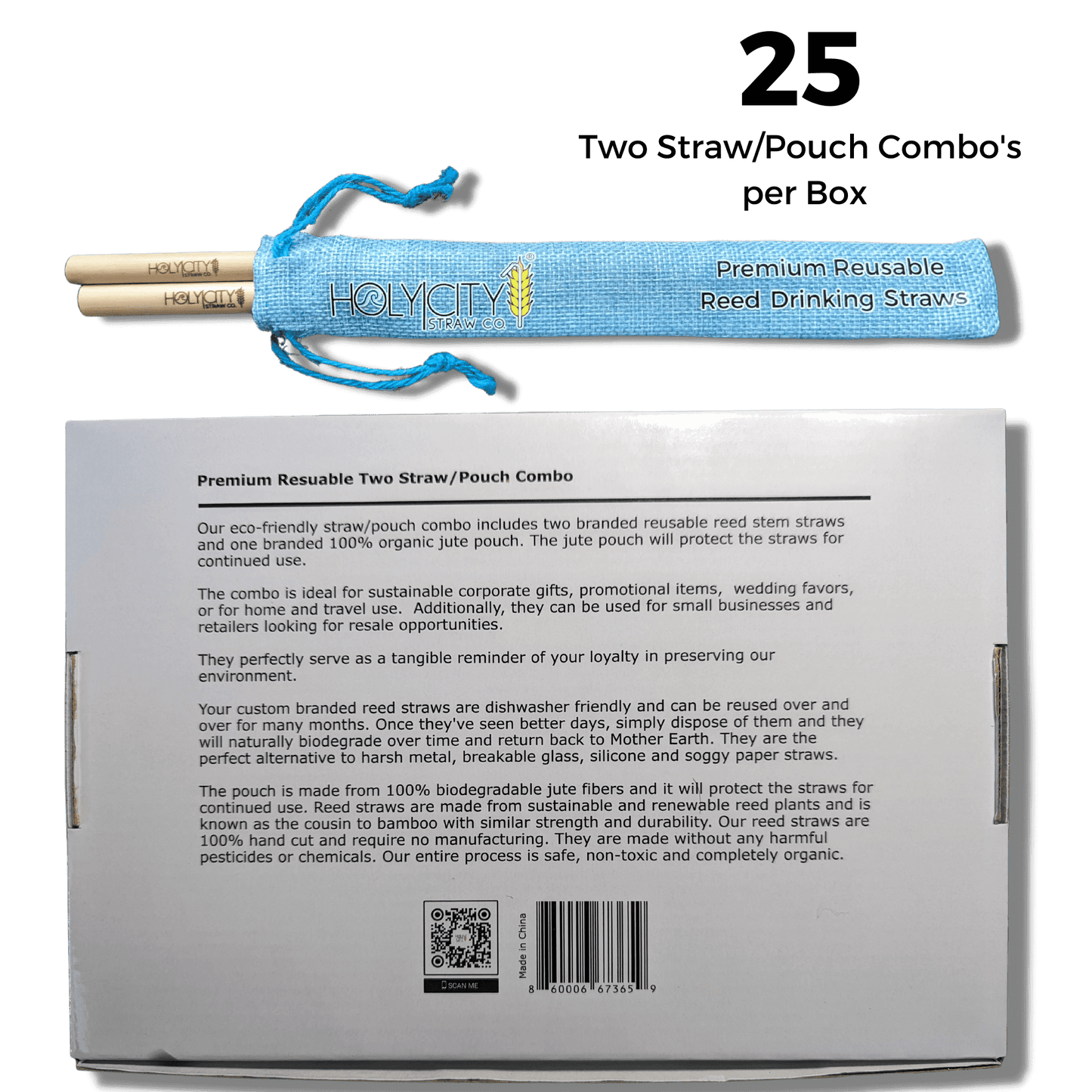 Tall Reed Straw/Pouch Combo | Inner Pack | 25ct. by Holy City Straw Company