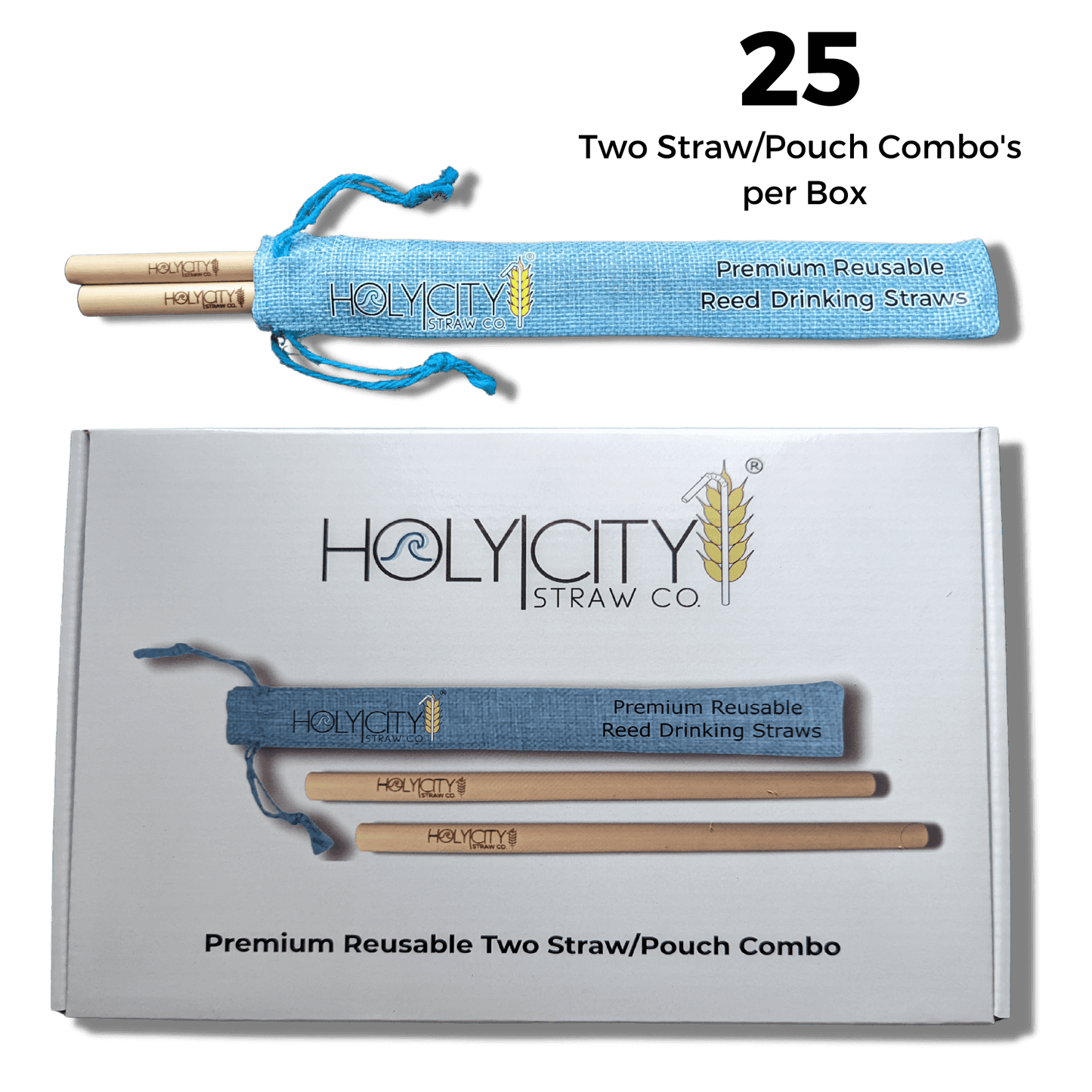 Tall Reed Straw/Pouch Combo | Inner Pack | 25ct. by Holy City Straw Company