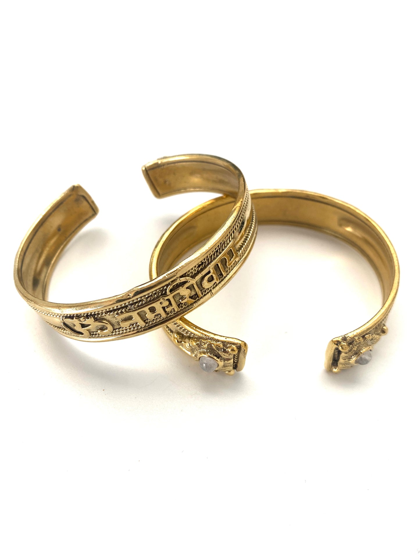 Om Namah Shivay Moonstone Cuffs by Boho Gal Jewelry