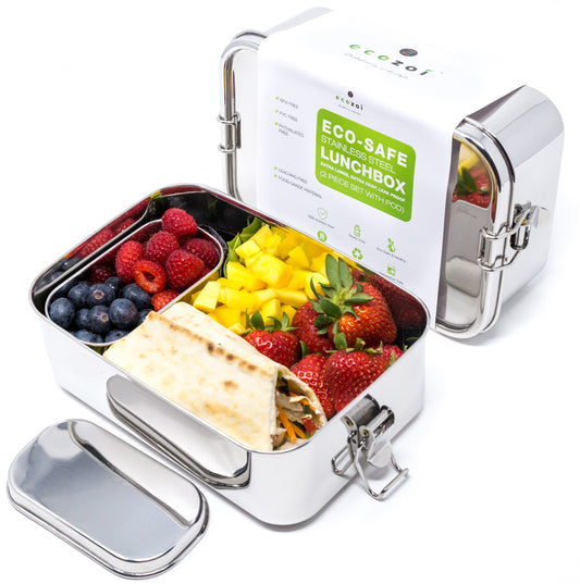 Stainless Steel Lunch Box, 1 Tier Leak Proof, 60 Oz by ecozoi