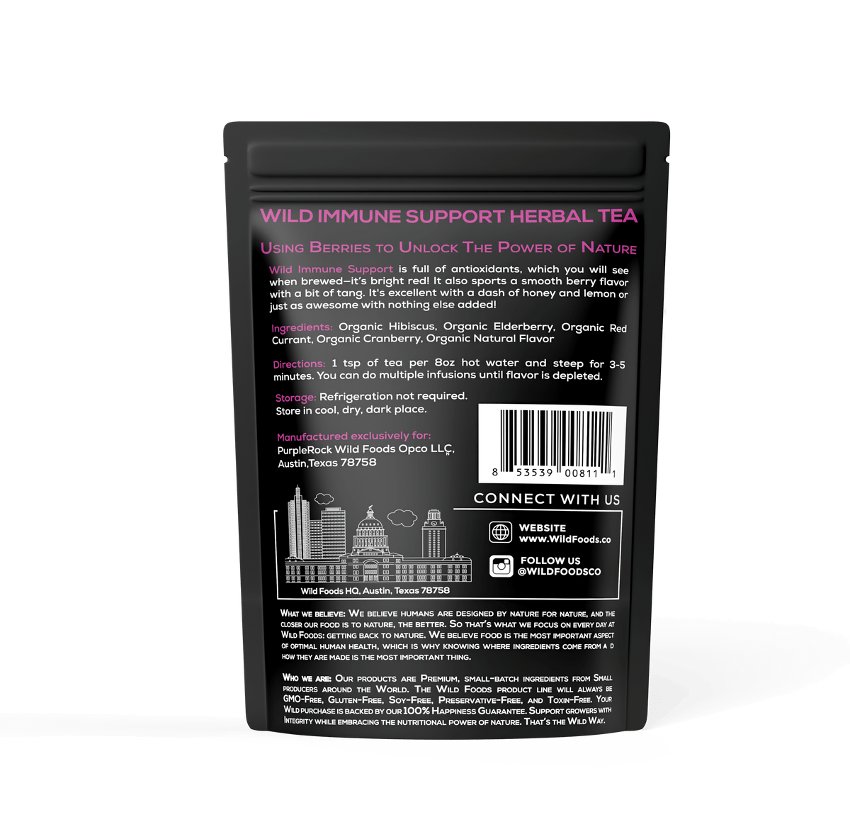 Wild Immune Support Tea - With Elderberry, Hibiscus, Currant, and Cranberry by Wild Foods