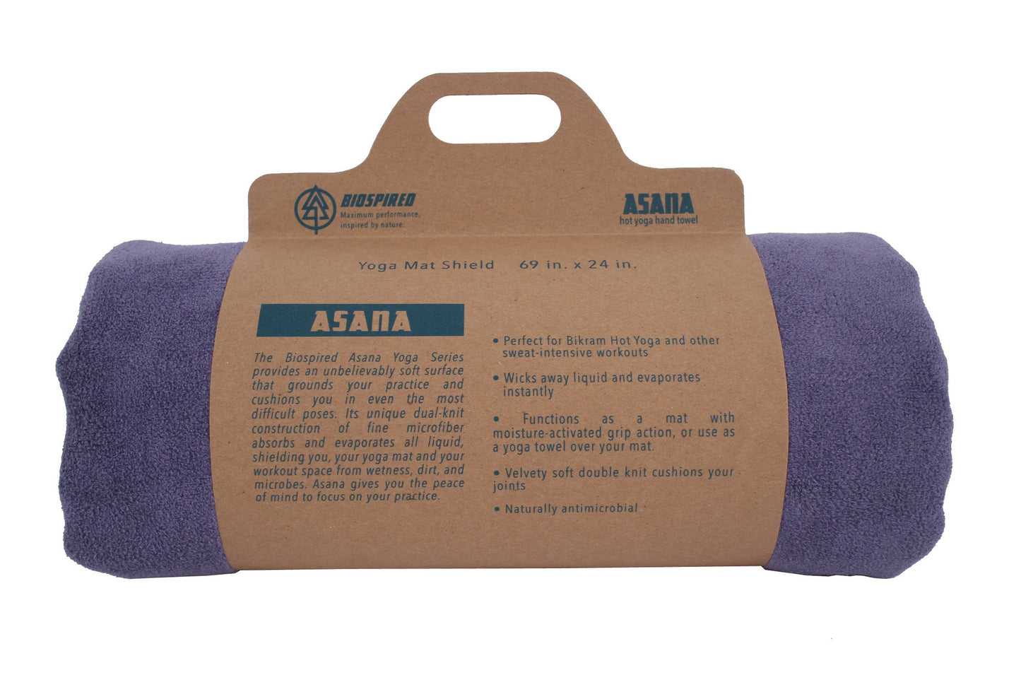 Biospired Asana XL Hot Yoga Towel, Purple by The Everplush Company