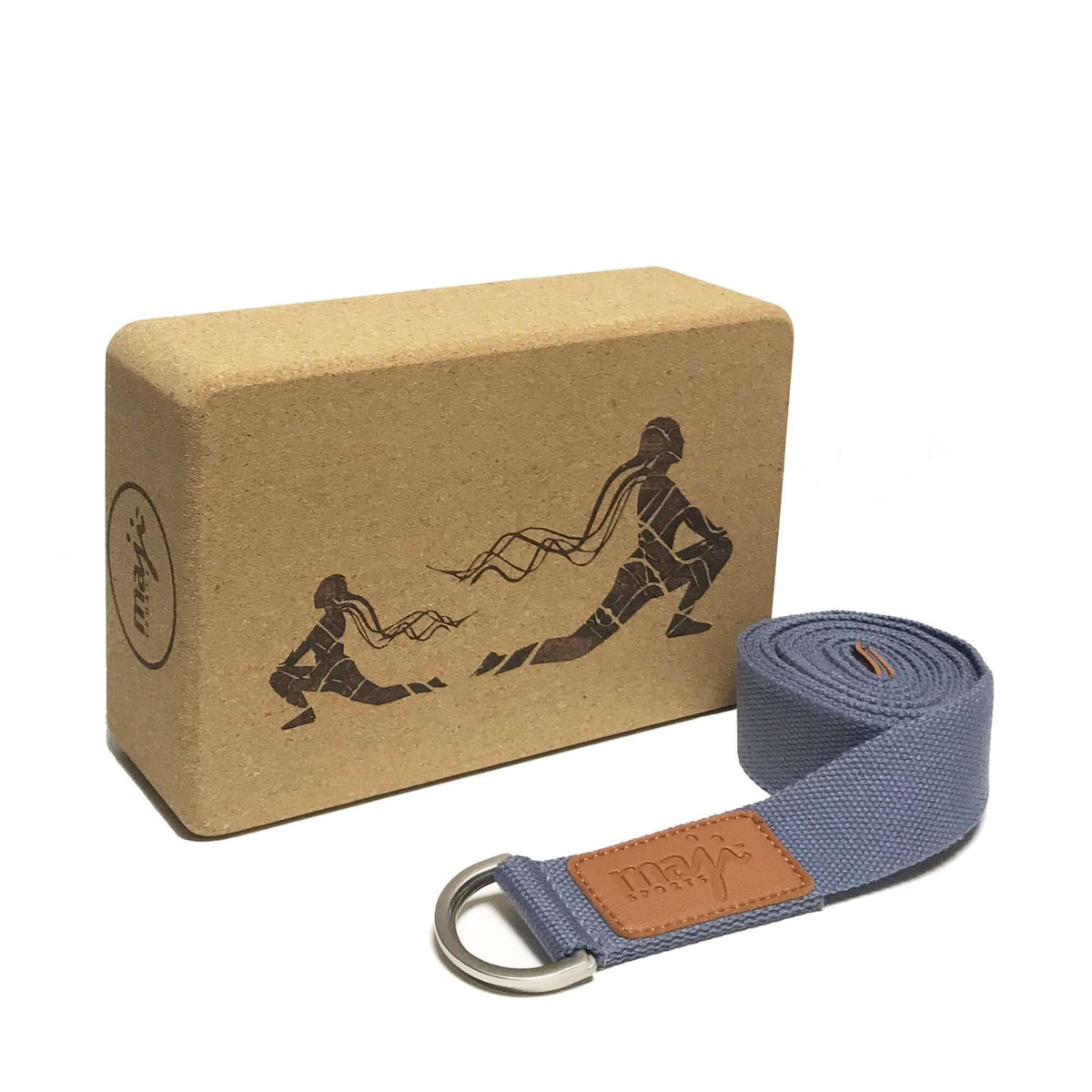 Laser Engraved Cork Yoga Block & Strap Combo by Jupiter Gear