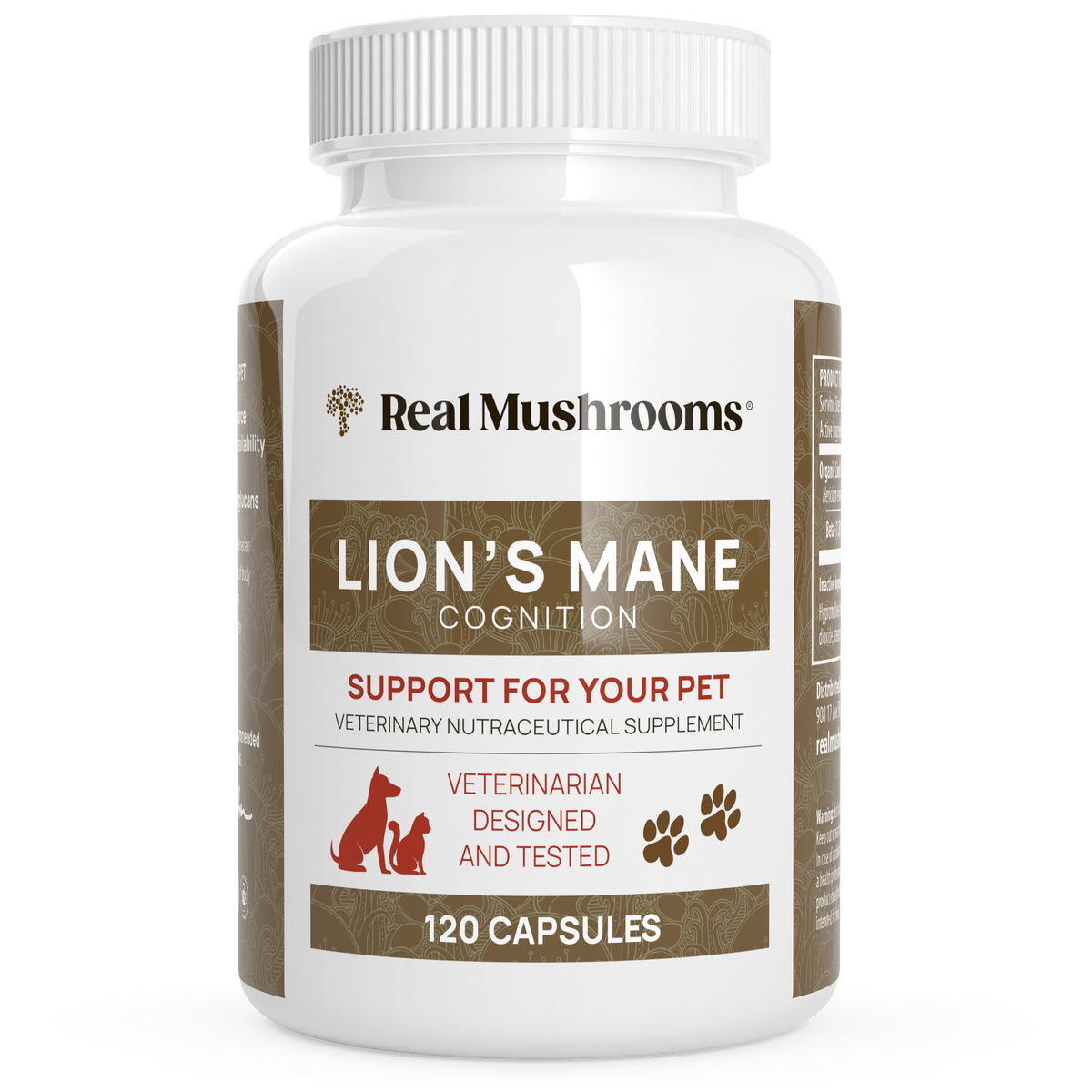 Organic Lions Mane Extract Capsules for Pets by Real Mushrooms