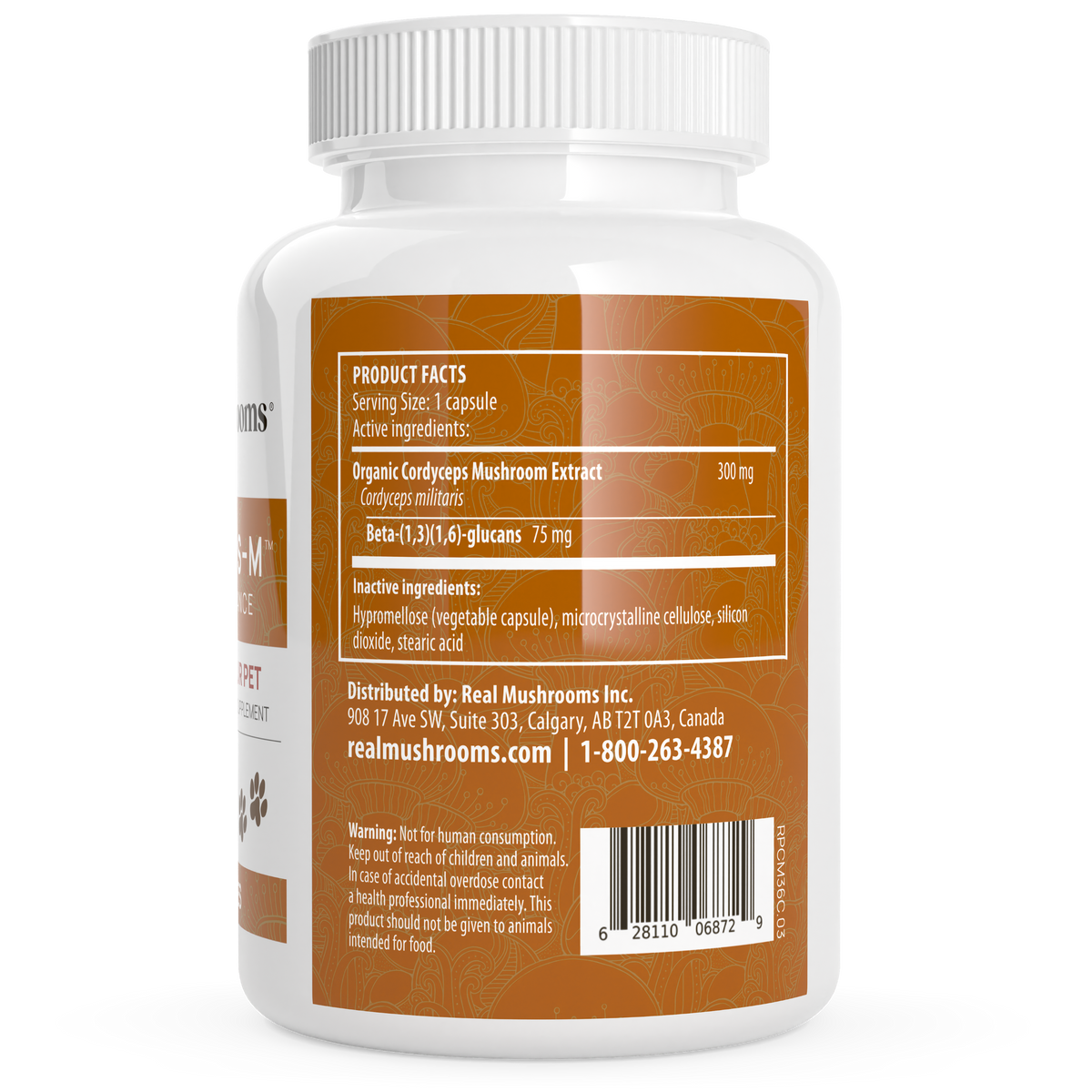 Organic Cordyceps Extract Capsules for Pets by Real Mushrooms