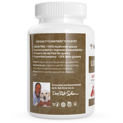 Organic Lions Mane Extract Capsules for Pets by Real Mushrooms