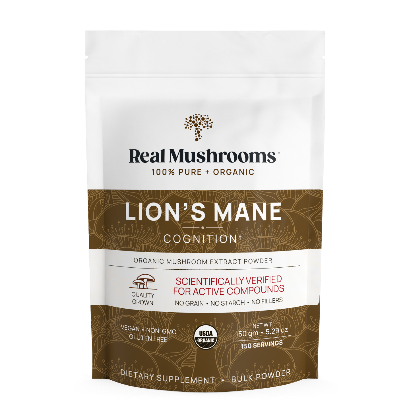 Organic Lions Mane Mushroom Powder – Bulk Extract by Real Mushrooms
