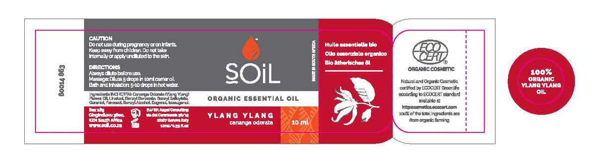 Organic Ylang Ylang Essential Oil (Cananga Odorata) 10ml by SOiL Organic Aromatherapy and Skincare