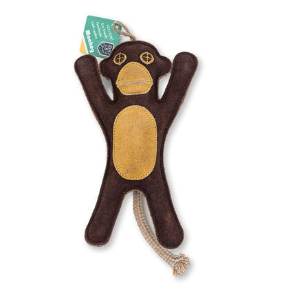 Sustainable Natural Leather Monkey Chew Toy for Dogs by American Pet Supplies